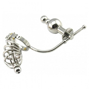 Пояс верности металлический с анальным крюком-стимулятором