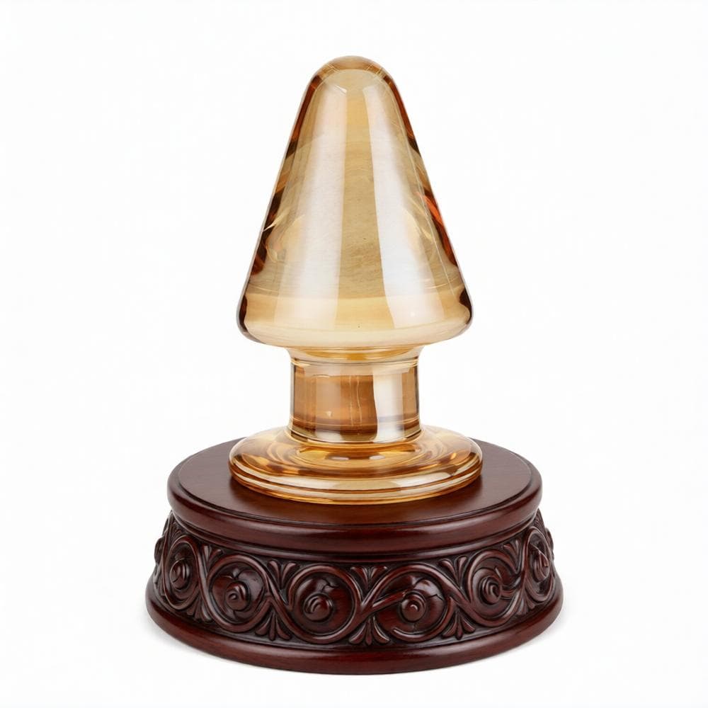 Анальная втулка "Crystall plug" из прозрачно-золотистого стекла, диаметр 4,4см