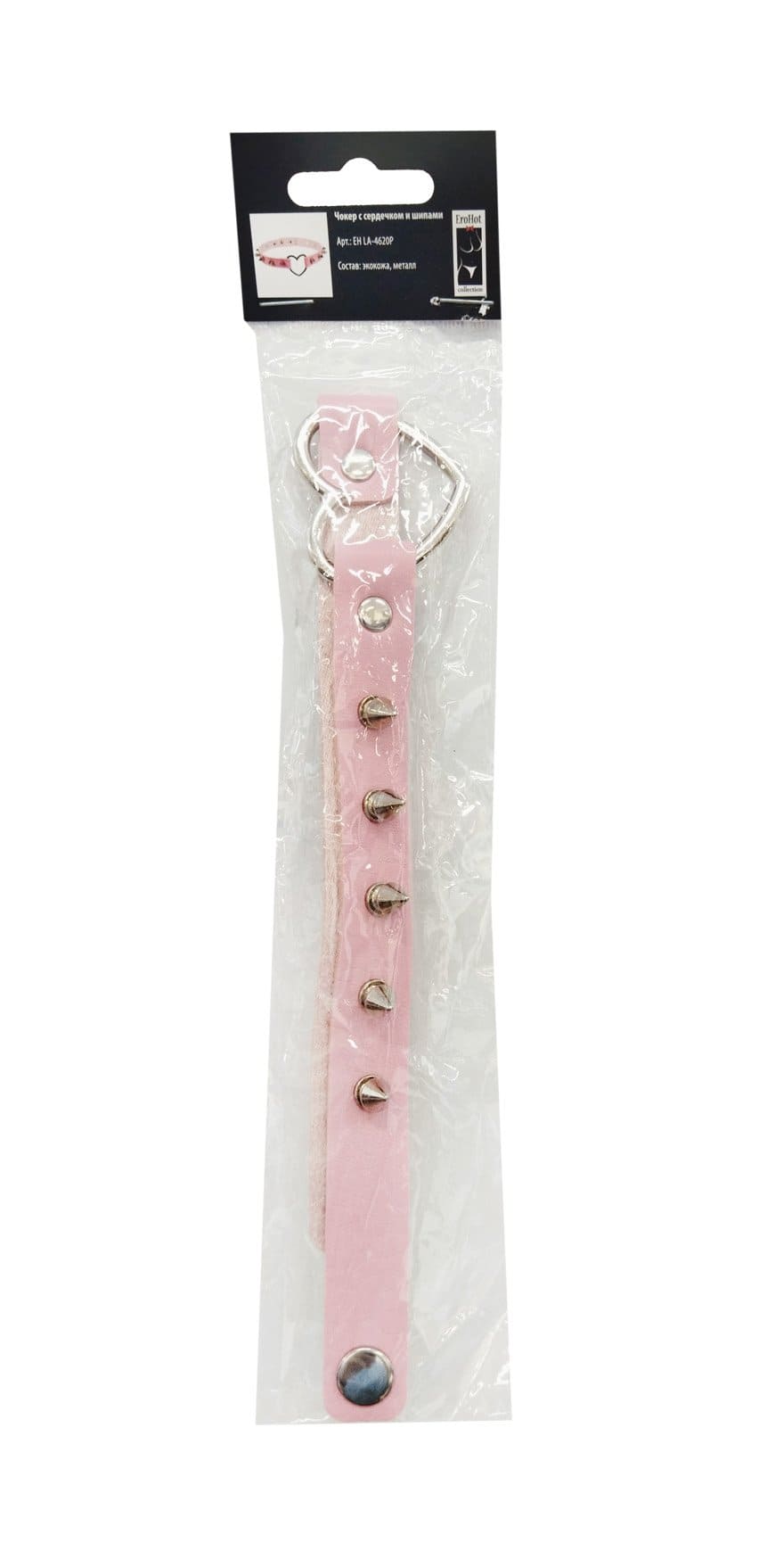 Чокер с сердечком и шипами розовый