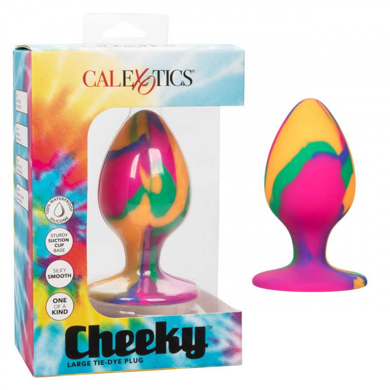 Яркая анальная пробка L из силикона CHEEKY LARGE TIE-DYE PLUG