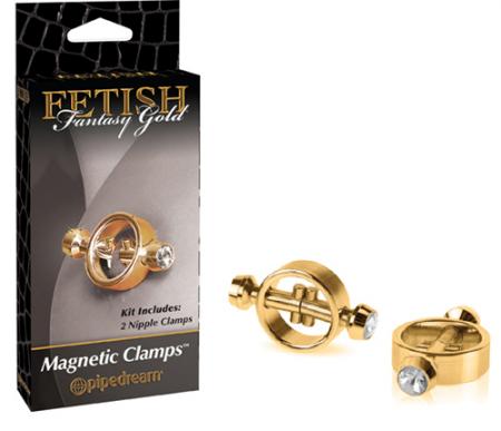 Зажимы на соски Fantasy Gold Magnetic Clamps, магнитные