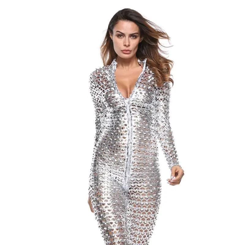 Боди комбинезон "Тефия" серебристый, S/M