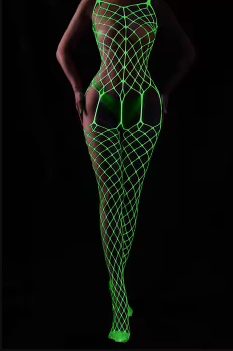 EroHot Glow Боди комбинезон сетка "Indica" светящийся в темноте