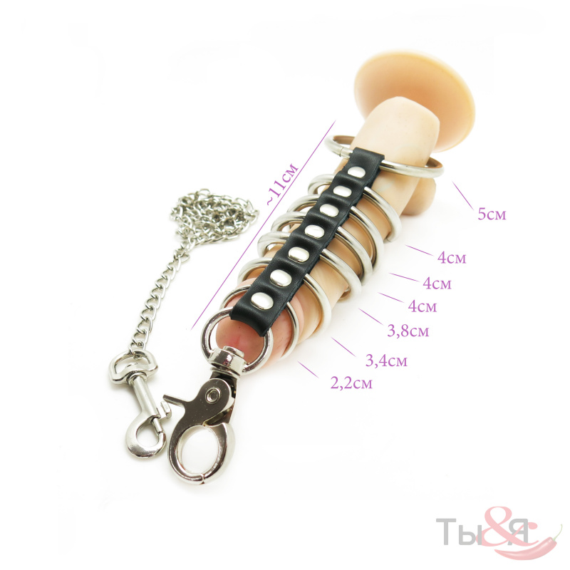 Манжета на пенис из колец с поводком "Wristband wrap"