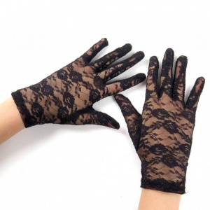 Перчатки гипюровые короткие черные