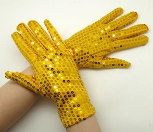 Перчатки с пайетками, золотистые