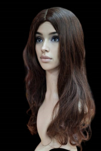 Парик золотисто-коричневый с длинными вьющимися волосами без челки