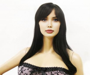 Парик прямые средней длины волосы, цвет - шоколад