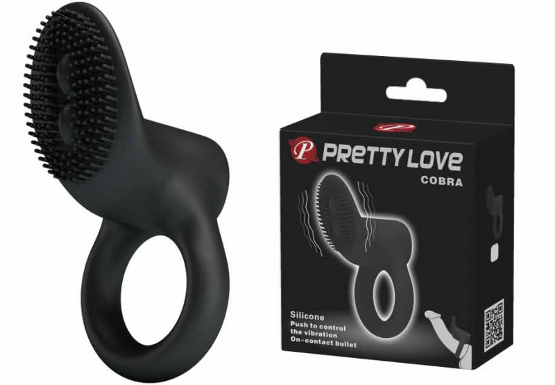 Кольцо эрекционное со стимулятором клитора PRETTY LOVE "Cobra" с вибрацией