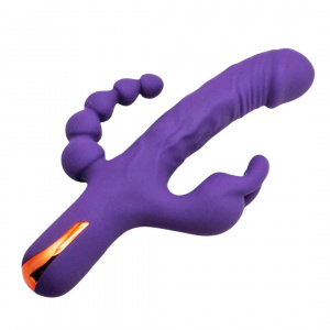 Вибратор силиконовый Gloryfox с тройной стимуляцией фиолетовый