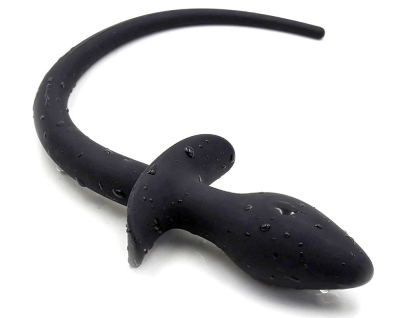 Втулка анальная силиконовая "Alice" с хвостом черная