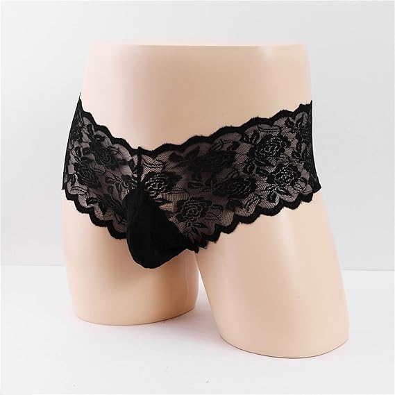 Трусы шорты мужские "Orihim" кружевные черные