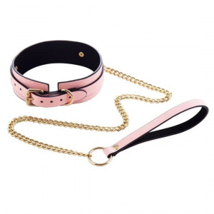 EroHot Glow Ошейник светящийся в темноте, с поводком розовый