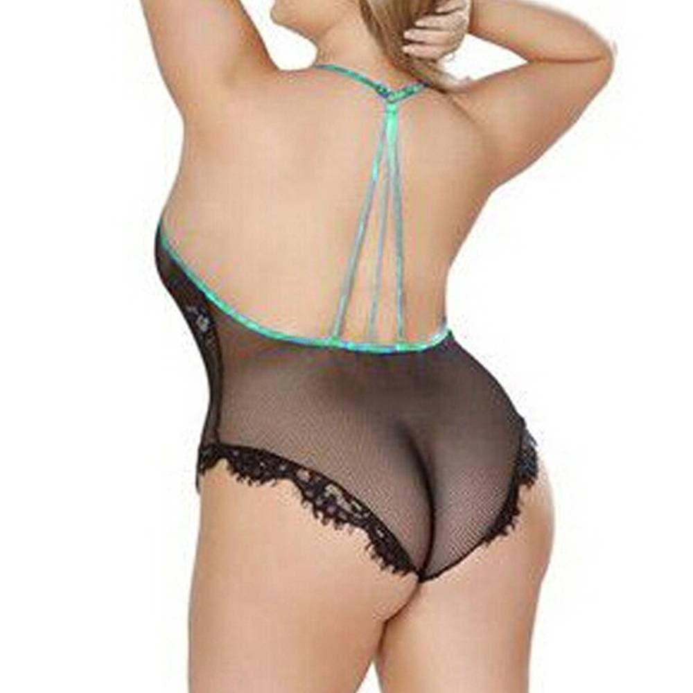 EroHot Eleganse Plus Боди женское эротическое Jeline черно-бирюзовое EroHot Eleganse Plus Боди женское эротическое Jeline черно-бирюзовое