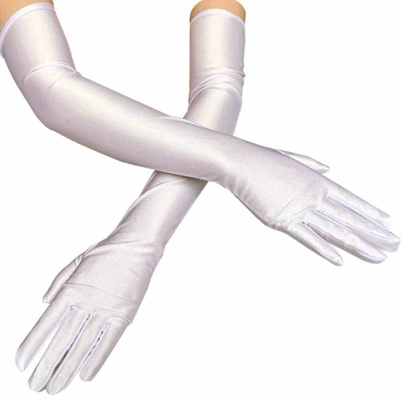 Перчатки атласные длинные, белые