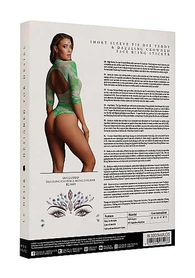 Боди в сеточку Le Desir с контрастным V-образным вырезом и круглым вырезом на спине + наклейка