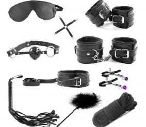 Набор аксессуаров БДСМ, 10 предметов, черный