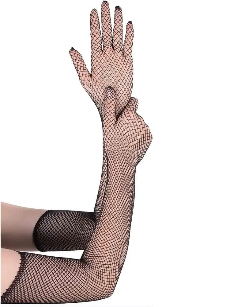 Перчатки в сетку длинные черные