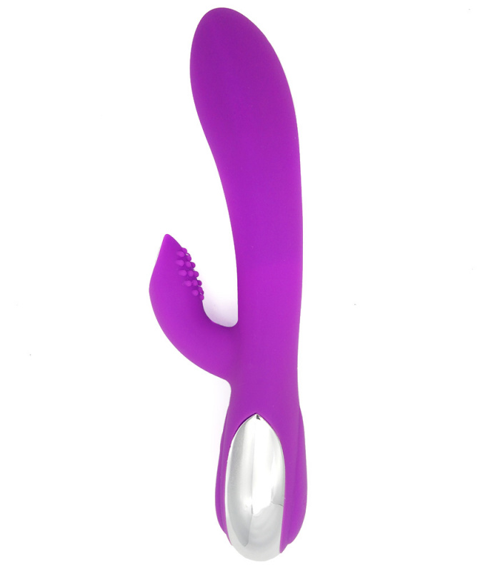 Вибромассажер с клиторальным стимулятором "Massage stick", зарядка от USB, фиолетовый