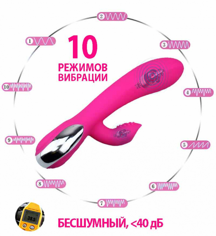 Вибромассажер с клиторальным стимулятором "Massage stick", зарядка от USB, фиолетовый