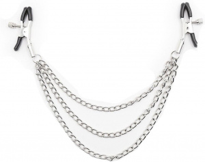 Зажимы на соски с серебристыми цепочками "Three-level" 