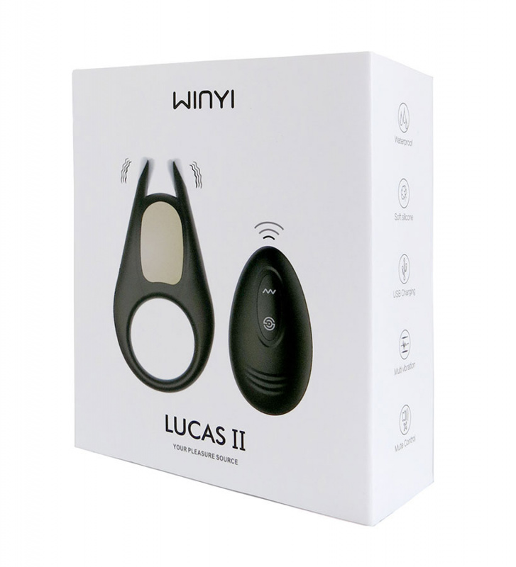 Виброкольцо-насадка силиконовое стимулирующее LUCAS-2 "Бэтмен", 10 режимов, с пультом ДУ