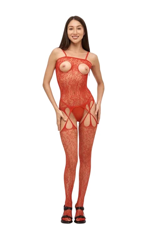 Боди-комбинезон "Tarry" с доступом и открытой грудью красный Боди-комбинезон "Tarry" с доступом и открытой грудью красный