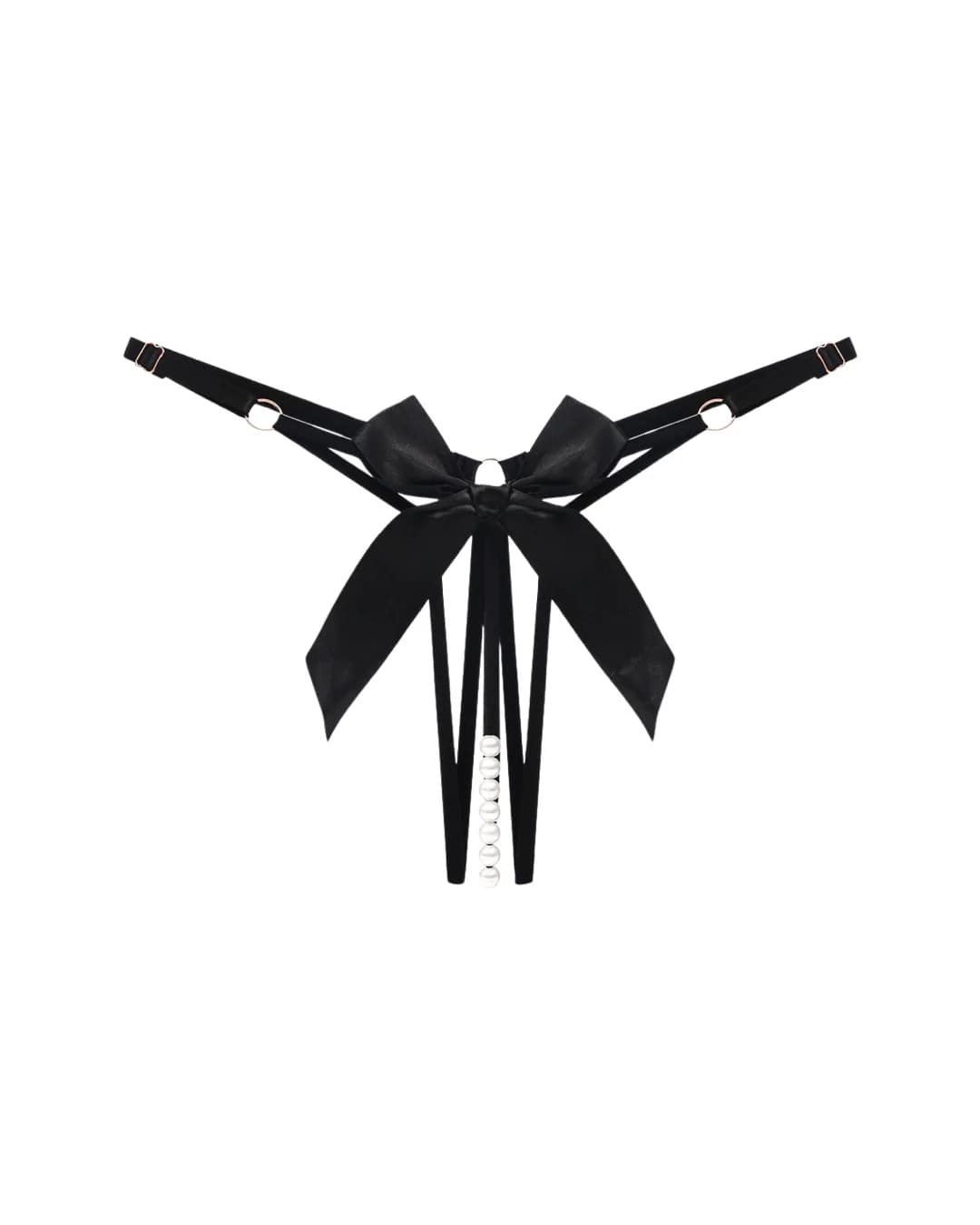 Трусы женские с доступом и бусами "Present" регулируемые по размеру черные