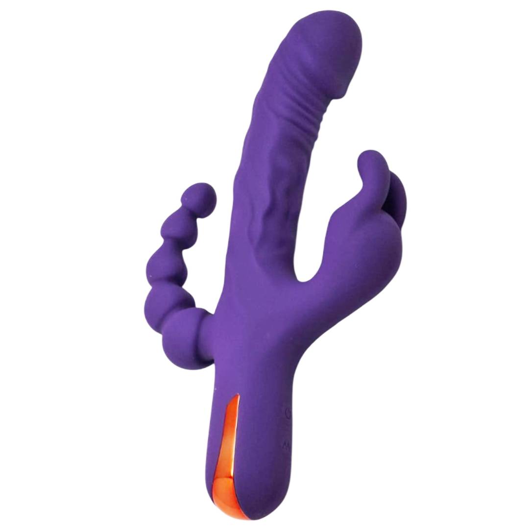 Вибратор силиконовый Gloryfox с тройной стимуляцией фиолетовый