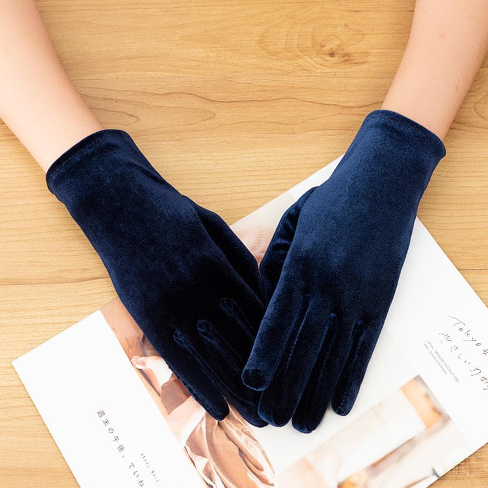 Перчатки бархатные синие