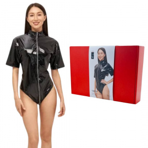 Боди "Heidi" из материала Wetlook черное