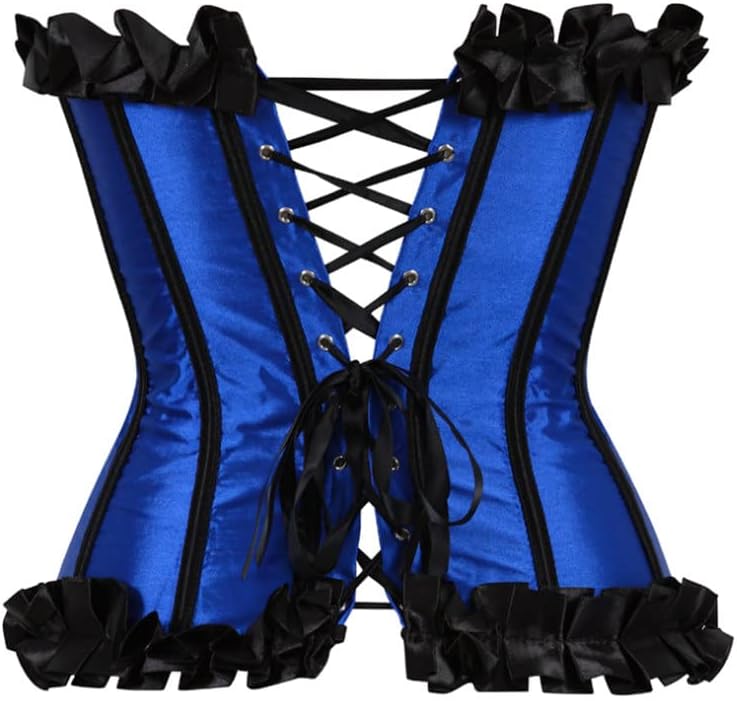 Корсет "Романтик" синий с черными полосками, рюшами