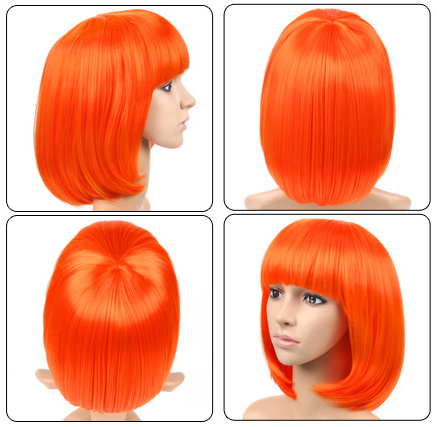 Парик карнавальный оранжевый, короткие волосы