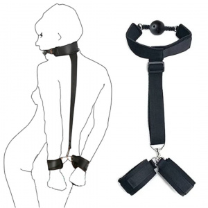 Набор для фиксации с кляпом, ошейником и наручниками