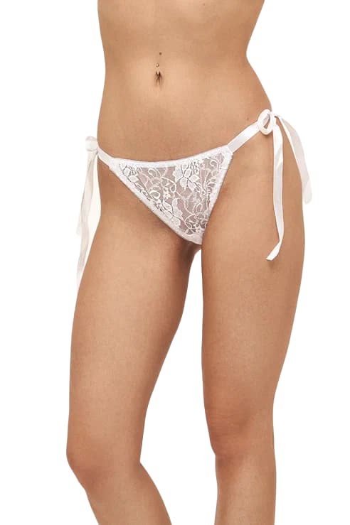 Трусы женские "Lassie" кружевные на завязках с карманом для вибропули белые