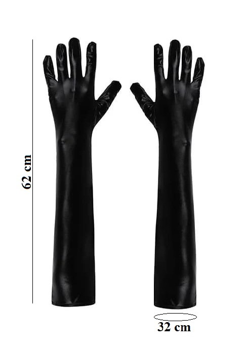 Перчатки P-803 из материала Wetlook длинные черные