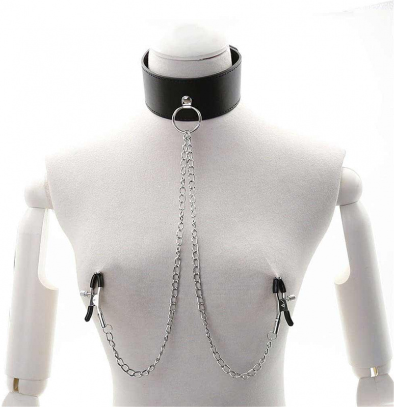 Ошейник с зажимами для сосков "Artistic"