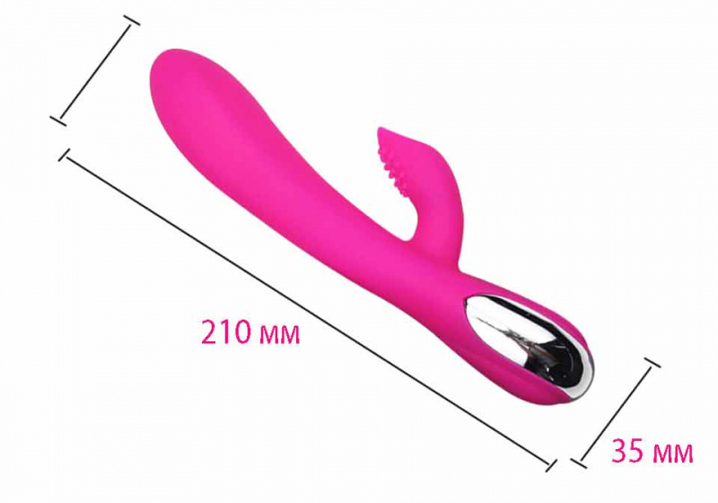 Вибромассажер с клиторальным стимулятором "Massage stick", зарядка от USB, фиолетовый