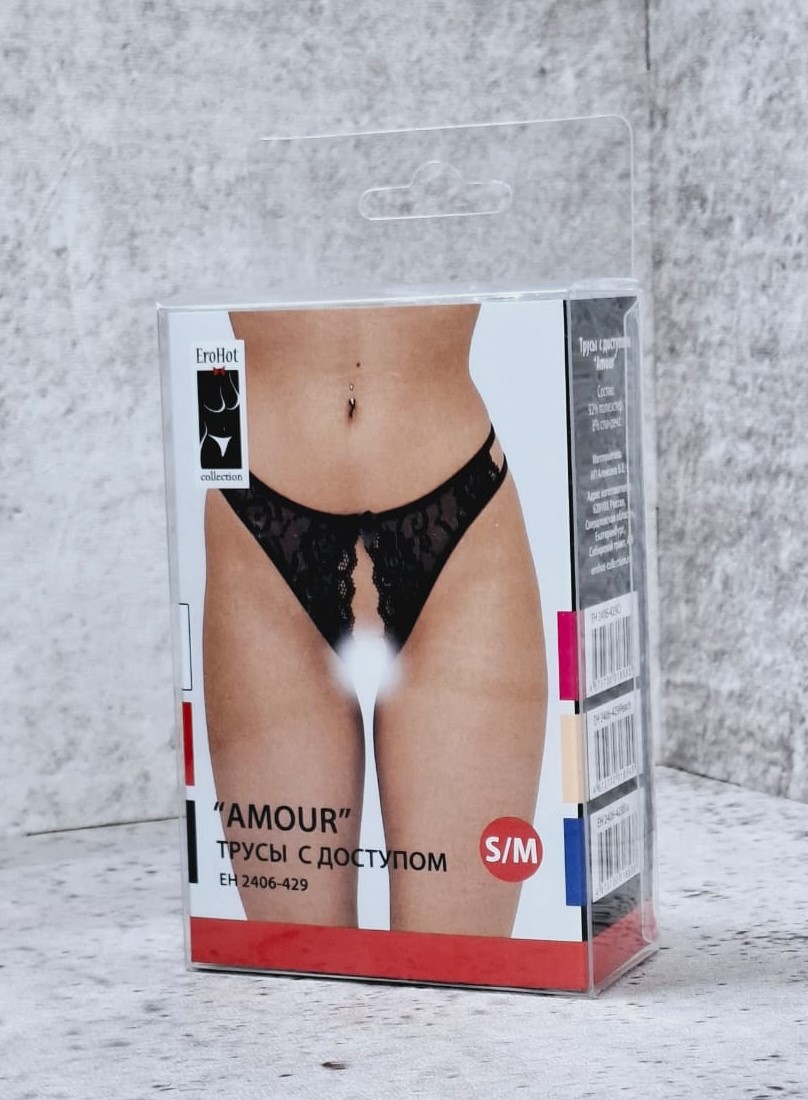 Трусы женские с доступом "Amour" кружевные синие Трусы женские с доступом "Amour" кружевные синие