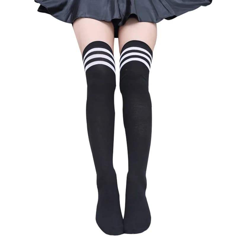 Гольфы школьницы с полосками, цвет черный