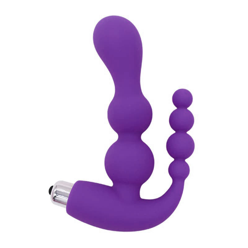Вибратор анально-вагинальный силиконовый "Double stim" фиолетовый