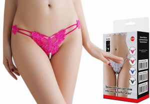 Трусики Бабочка с доступом и бусами "Butterfly Panties Crimson" малиновые Трусики Бабочка с доступом и бусами "Butterfly Panties Crimson" малиновые