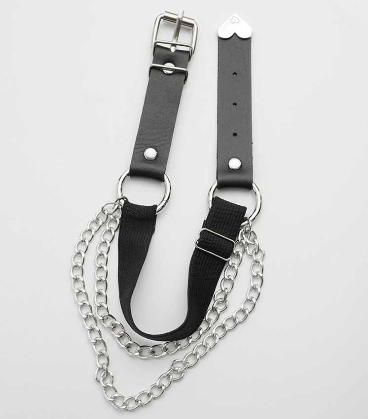 Подвязка кожаная на ногу "Anklet necklace" с цепью, регулируемая