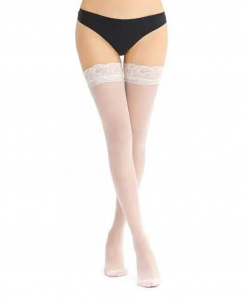 Чулки CH-815 с кружевом под пояс белые
