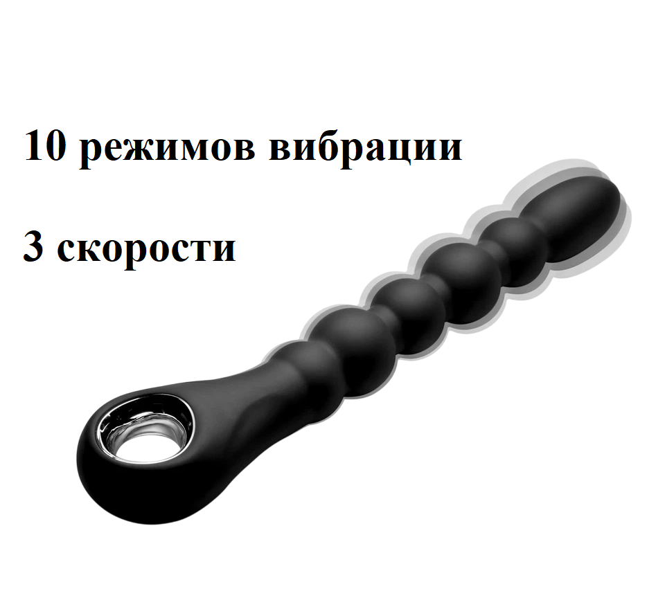 Вибромассажер силиконовый Елочка черный, 10 функций