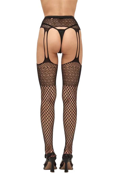 Чулки с поясом CHP-844 ажурная сетка черные Чулки с поясом CHP-844 ажурная сетка черные