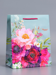 Пакет подарочный "Цветочный комплимент", 18*22 см