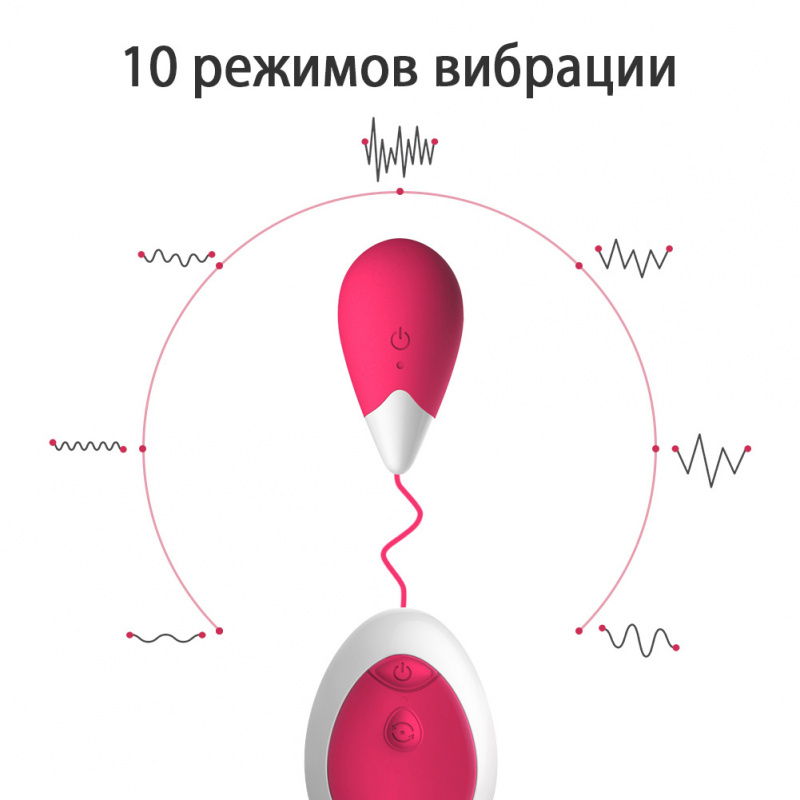 Виброяйцо "Droplet" голубое водонепрницаемое с дистанционным управлением, 10 режимов