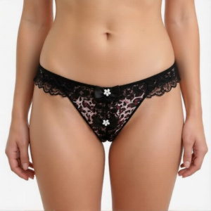 Трусики женские лео черные с бордовым