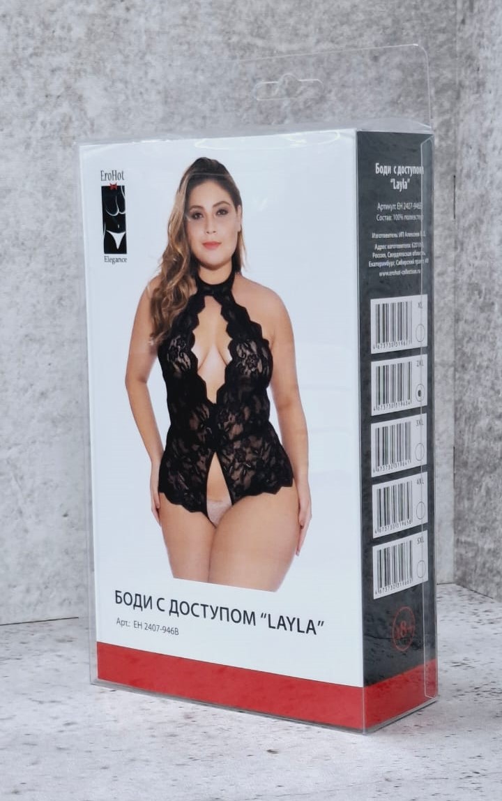 EroHot Eleganse Plus Боди женское кружевное с доступом "Layla" черное